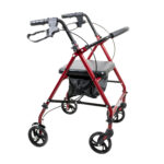 Caminador rollador con silla en acero color rojo