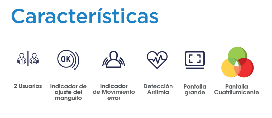 Caracteristicas tensiómetro digital de brazo cuatrilumicente