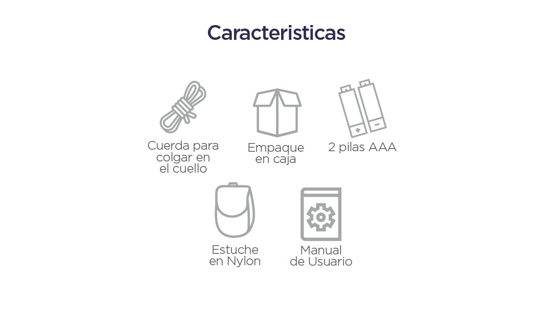 Caracteristicas OXÍMETRO DE PULSO CON ESTUCHE