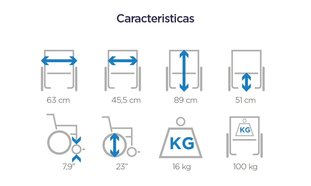 Caracteristicas SILLA DE RUEDAS ESTÁNDAR EN ALUMINIO