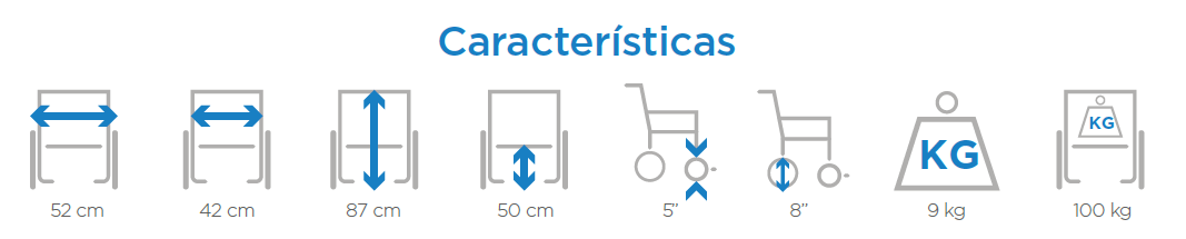 Caracteristicas SILLA DE RUEDAS DE TRANSPORTE ULTRA LIVIANA Y PORT