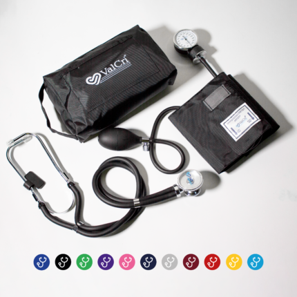 Kit de esfigmomanómetro aneroide con fonendoscopio color gris