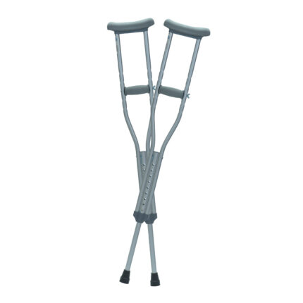 Muletas en aluminio color gris altura graduable