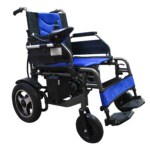 Silla de ruedas eléctrica reposa brazos y pies abatibles VH109 azul