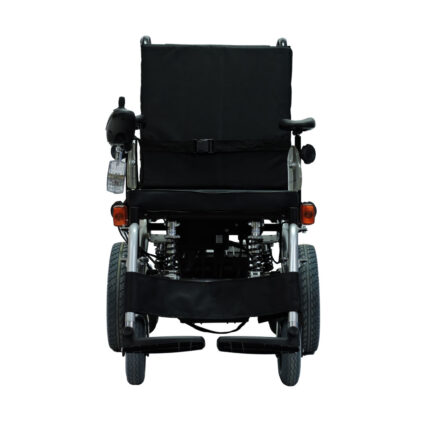 Silla de ruedas eléctrica reclinada vista lateral