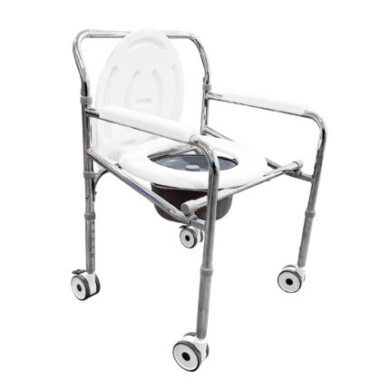 Silla sanitaria en acero cromado con ruedas VH605-AC