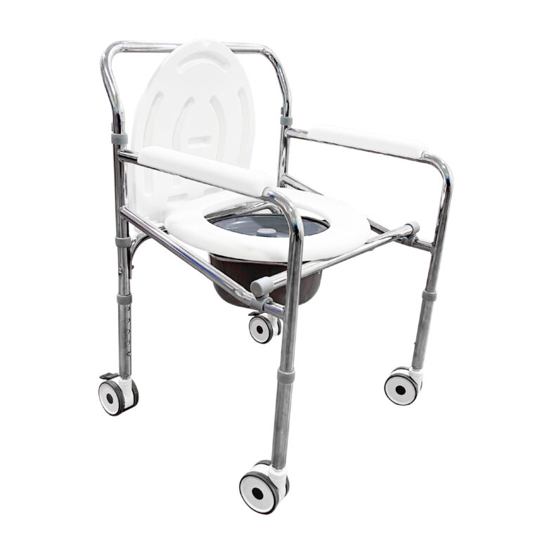 Silla sanitaria en acero cromado con ruedas VH605-AC